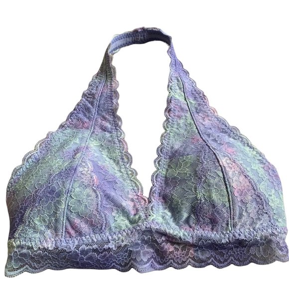 Gilly Hicks Lightly Padded Pastel Lace Halter Bralette - Picture 3 of 5